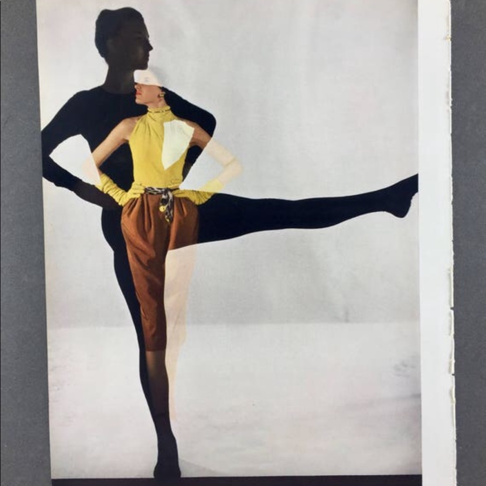 ! 1 page from 1951 VTG Photo Book, Double Exposure of Model and Her Silhouette